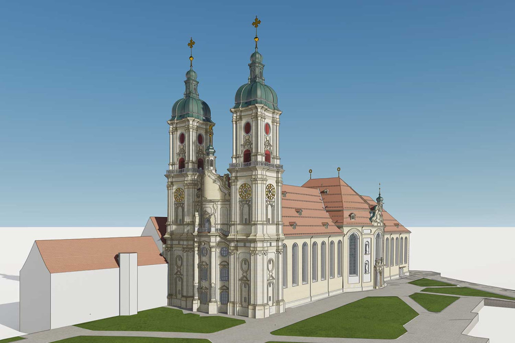 St. Gallen SG, Kathedrale Stiftsbezirk, 3D-Modell, HMQ AG