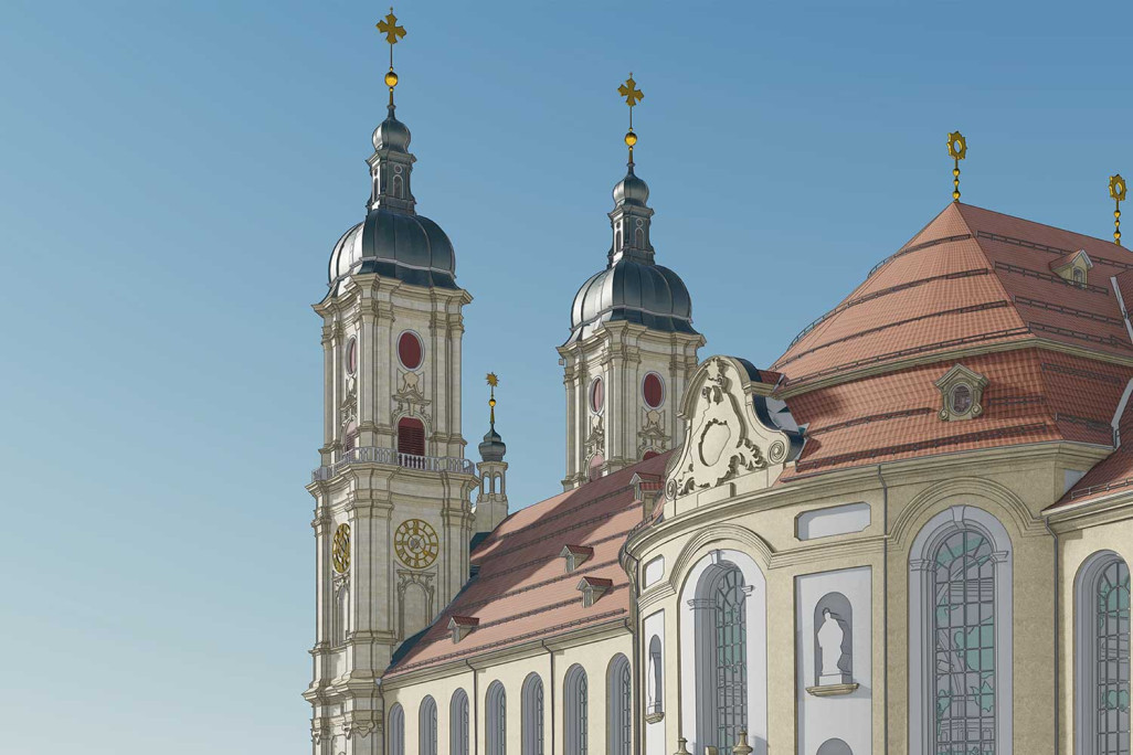 St. Gallen SG, Kathedrale Stiftsbezirk, Gebäudevermessung 3D-Ansichten, HMQ AG