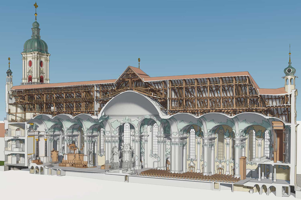 St. Gallen SG, Gebäudevermessung und 3D-Modellierung Kathedrale Stiftsbezirk, HMQ AG