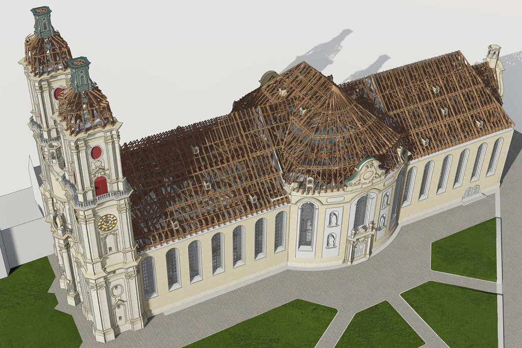St. Gallen SG, Gebäudeaufnahme und 3D-Modell UNESCO Kathedrale Stiftsbezirk, HMQ AG